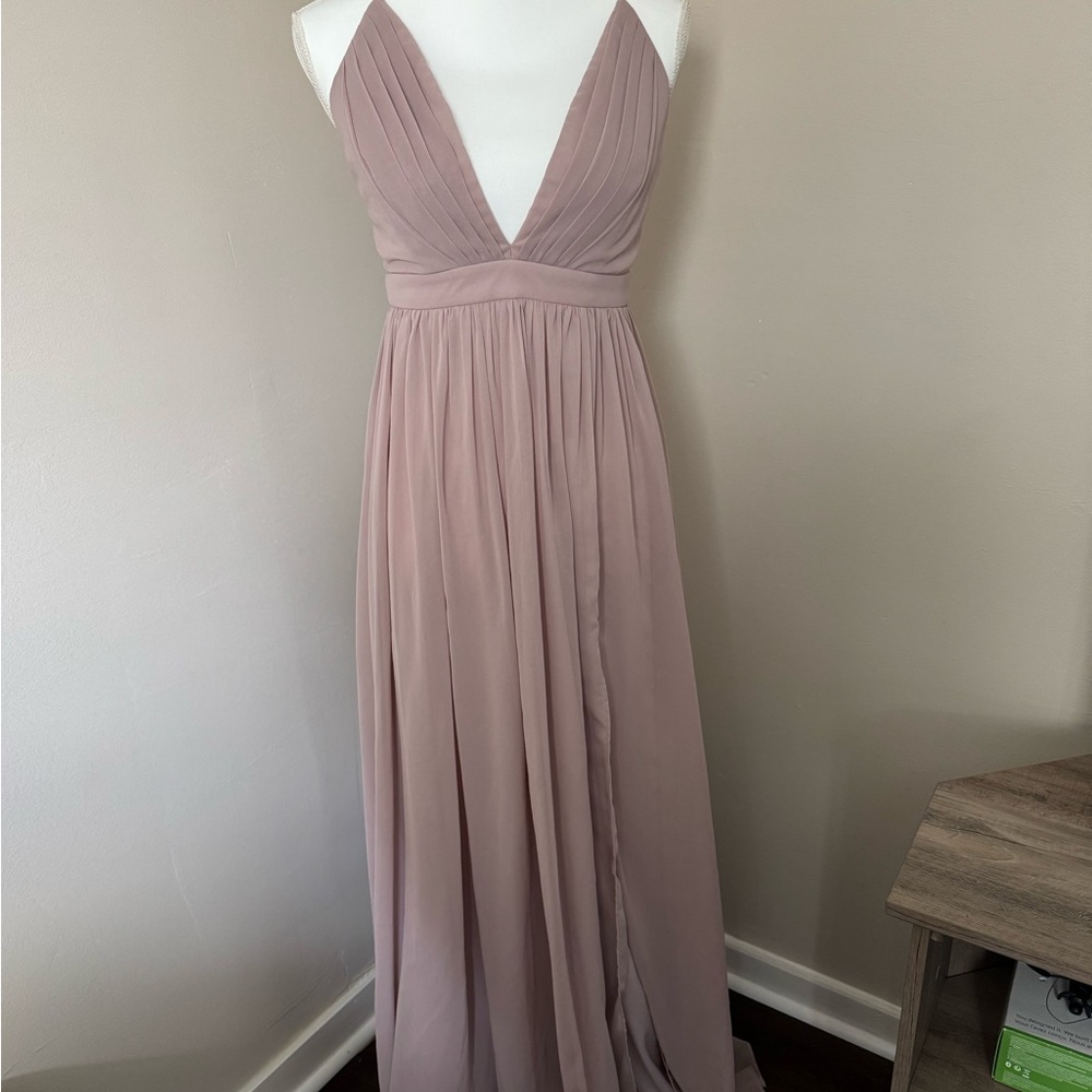 Lulu's Purple Pleated Maxi Dress Plunge Neckline Sleeveless